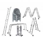 Лестница-трансформер алюминиевая 4х4 ступеней, высота 4,5м (4секции по 1,27м) до 150кг, вес 12,9кг