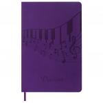 Дневник для музыкальной школы 48л, обложка кожзам гибкая, термотиснение, BRAUBERG, фиолетовый