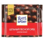 Шоколад RITTER SPORT "Extra Nut", темный с цельным лесным орехом, 100 г, Германия, ш/к 02005