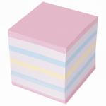 Блок для записей STAFF проклеенный, куб 9*9*9 см, цветной, чередование с белым, 129208