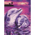 Картина по номерам 40х50 см, ОСТРОВ СОКРОВИЩ "Дельфины", на подрамнике, акрил, кисти, 662482