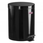 Ведро-контейнер для мусора (урна) с педалью LAIMA "Classic", 5 л, черное, глянцевое, металл, 604943