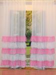 Комплект штор из вуали Кармен белый с розовым