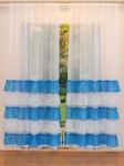 Комплект штор из вуали Кармен белый с синим