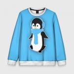 Детский свитшот 3D "Penguin blue"