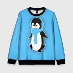 Детский свитшот 3D "Penguin blue"