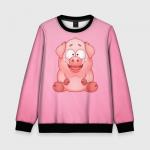 Детский свитшот 3D "Милая веселая свинка"