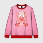 Детский свитшот 3D "Милая веселая свинка"