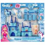 DollyToy Игровой набор Замок принцессы (33х5,4х26 см, кукла 9 см, карета, лошадь, мебель, голубой)