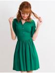 00454 Платье-рубашка из эластичного хлопка изумрудное