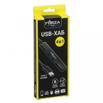 FORZA USB-хаб 4 в 1, 3xUSB 2.0, 1xMicro-SD, штекер Type-C, корпус металлик, пластик