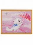 Рисование по номерам 30*40 MS9624  Котёнок с розовым зонтом