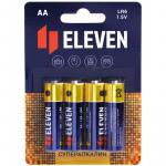 Батарейка Eleven SUPER AA (LR6), КОМПЛЕКТ 4 шт., алкалиновая, BC4, 301756