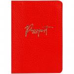 Обложка для паспорта OfficeSpace Naples, кожа, красный, тиснение фольгой, 311093