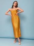 Платье плиссированное золотого цвета на бретелях длины миди