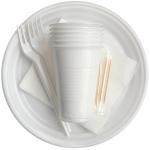Набор одноразовой посуды OfficeClean на 6 персон (вилки, стаканы, тарелки, салфетки), 321684