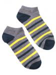 Короткие носки р.40-45 "Полосатики" Серо-жёлтые