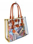 Летняя прозрачная сумка из ПВХ с косметичкой из текстиля, цвет оранжевый