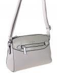Женская сумочка из фактурной искусственной кожи с лаковой вставкой, цвет серый