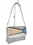Женская сумка-мессенджер из экокожи с разноцветными вставками, серый цвет
