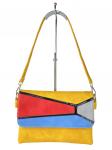 Женская сумка-мессенджер из экокожи с разноцветными вставками, жёлто-оранжевый цвет