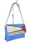 - Женская сумка-мессенджер из экокожи с разноцветными вставками, голубой цвет