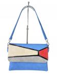 - Женская сумка-мессенджер из экокожи с разноцветными вставками, голубой цвет