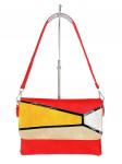 Женская сумка-мессенджер из экокожи с разноцветными вставками, красный цвет