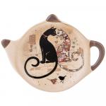Agness 358-1738 подставка под чайные пакетики "парижские коты" 12*9,5*1,5 см. (кор=144шт.)