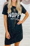 Черное платье-футболка с принтом "звездное небо" и надписью: Nope Not Today