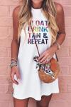 Белое платье-майка с разноцветной надписью: Float Drink Tan & Repeat