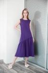 Платье с асимметричным воланом фиолетовое