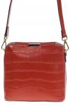 Женская сумка кросс-боди из натуральной кожи с фактурой рептилии, цвет кирпично-красный
