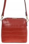 Женская сумка кросс-боди из натуральной кожи с фактурой рептилии, цвет кирпично-красный