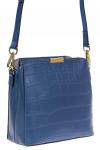 Женская сумка кросс-боди из натуральной кожи с фактурой рептилии, цвет синий