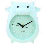 Часы-будильник "Корова" 14х17,5х4 см, циферблат светло-бирюзовый, пластм. матовый, светло-бирюзовый (Китай)