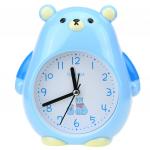 Часы-будильник "Медведь" 14х15х4,5см, циферблат белый с деколью, пластм. голубой (Китай)