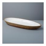 Блюдо Mango Wood&White Enamel 32*14,5*4см