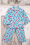 Пижама для девочки, модель 307, фланель ( Цветочная полянка, бирюзовый)