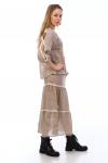 Фэшн комплект изо льна - блуза + юбка - Изидора | песочный