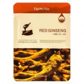 FarmStay Visible Difference Mask Sheet Red Ginseng Восстанавливающая тканевая маска для лица с экстрактом красного женьшеня 23g