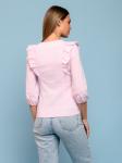 Блуза розовая с рукавами 3/4 и воланами на плечах