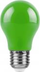Лампа светодиодная,  (3W) 230V E27 зеленый A50, LB-375