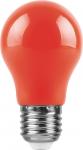 Лампа светодиодная,  (3W) 230V E27 красный A50, LB-375