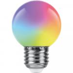 Лампа светодиодная, (1W) 230V E27 RGB G45, LB-37 матовый плавная сменая цвета