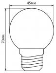 Лампа светодиодная, (1W) 230V E27 красный G45, LB-37