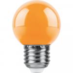 Лампа светодиодная, (1W) 230V E27 оранжевый G45, LB-37