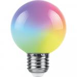 Лампа светодиодная,  (3W) 230V E27 RGB G60, LB-371 матовый плавная сменая цвета