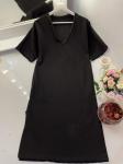 Платье-футболка удлиненное с разрезом черное KH