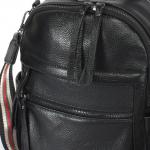 Рюкзак жен натуральная кожа OPI-8021, 1отд,  4внутр+5еш/карм,  черный 238971
